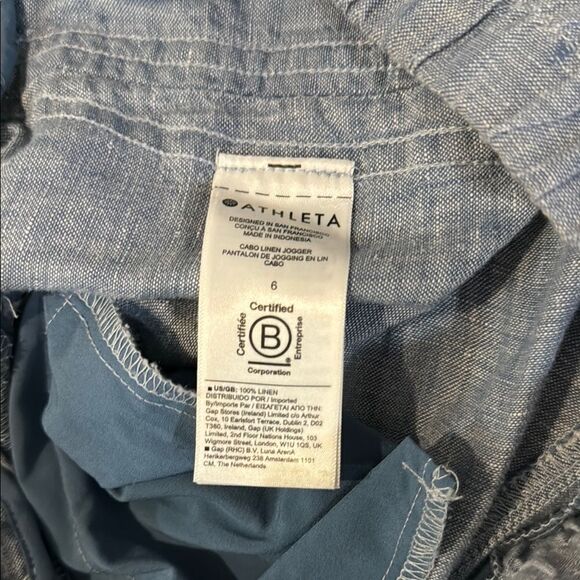 Athleta Casual Blue Denim Linen Jogger Pants size 6 - Picture 12 of 13